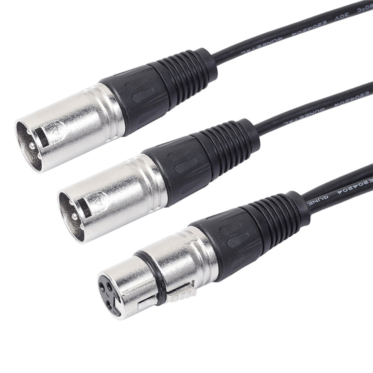 30cm 3 Pin XLR CANNON 1 Female to 2 Male Audio Connector Adapter Cable for Microphone / Audio Equipment, 1 Female to 2 Male Silver - HoMEdemic™ 