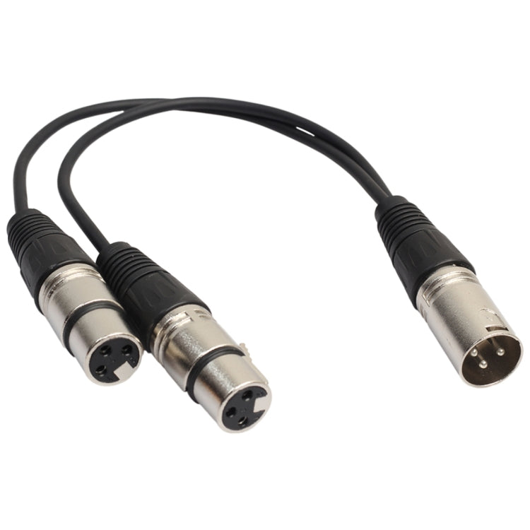 30cm 3 Pin XLR CANNON 1 Male to 2 Female Audio Connector Adapter Cable for Microphone / Audio Equipment, 1 Male to 2 Female Silver - HoMEdemic™ 