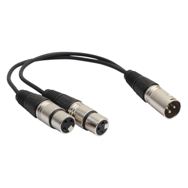 30cm 3 Pin XLR CANNON 1 Male to 2 Female Audio Connector Adapter Cable for Microphone / Audio Equipment, 1 Male to 2 Female Silver - HoMEdemic™ 
