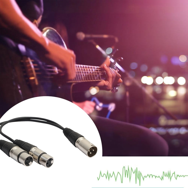 30cm 3 Pin XLR CANNON 1 Male to 2 Female Audio Connector Adapter Cable for Microphone / Audio Equipment, 1 Male to 2 Female Silver - HoMEdemic™ 