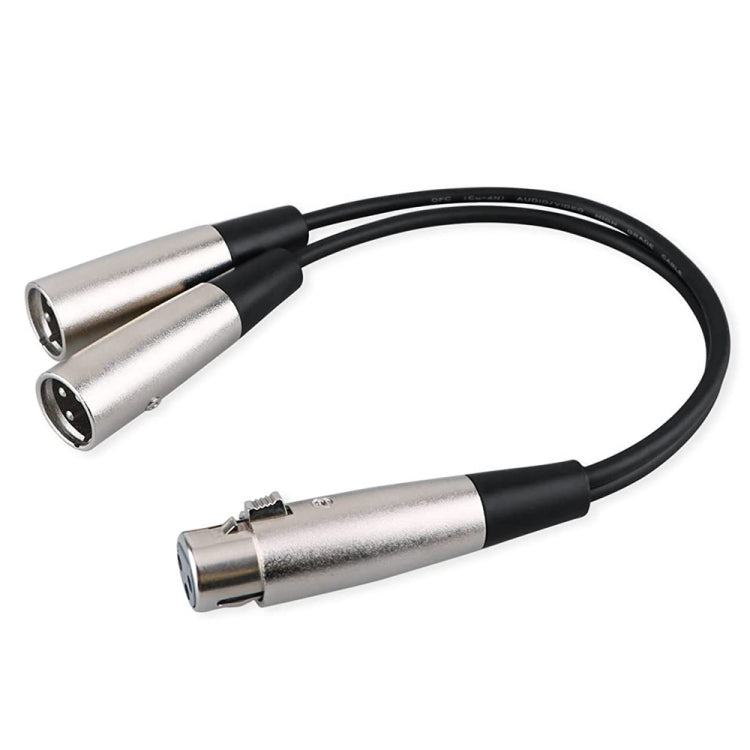 30cm Metal Head 3 Pin XLR CANNON 1 Female to 2 Male Audio Connector Adapter Cable for Microphone / Audio Equipment, 1 Female to 2 Male - HoMEdemic™ 