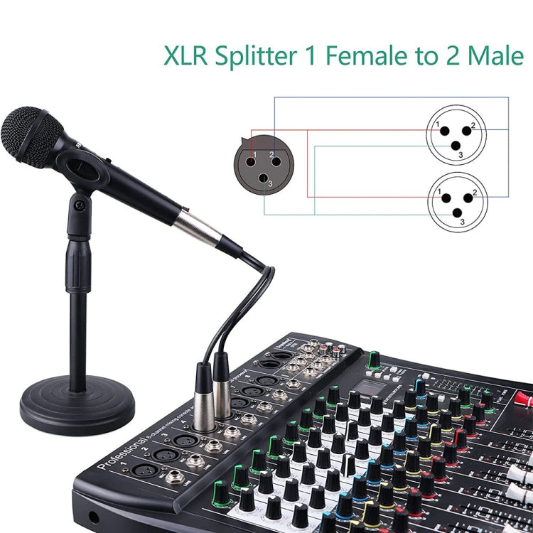 30cm Metal Head 3 Pin XLR CANNON 1 Female to 2 Male Audio Connector Adapter Cable for Microphone / Audio Equipment, 1 Female to 2 Male - HoMEdemic™ 