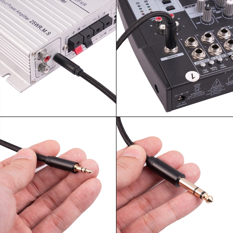 3662-3662BK 3.5mm Male to 6.35mm Male Stereo Amplifier Audio Cable, Length:1m(Black) - HoMEdemic™ 
