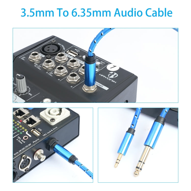 3662-3662BK 3.5mm Male to 6.35mm Male Stereo Amplifier Audio Cable, Length:1m(Blue) - HoMEdemic™ 