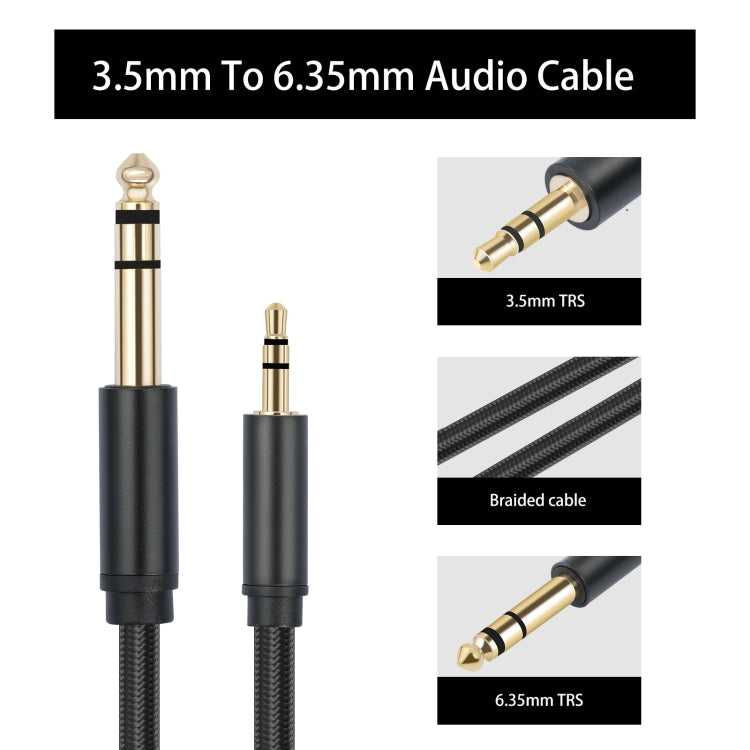 3662-3662BK 3.5mm Male to 6.35mm Male Stereo Amplifier Audio Cable, Length:3m(Black) - HoMEdemic™ 