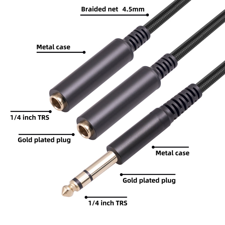 3718 6.35mm Male to Dual Female 1/4 TRS Stereo Audio Cable, Length: 30cm, 6.35mm M to 2 x F 30cm - HoMEdemic™ 