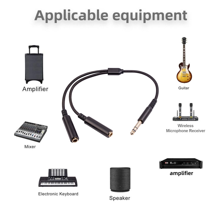 3718 6.35mm Male to Dual Female 1/4 TRS Stereo Audio Cable, Length: 30cm, 6.35mm M to 2 x F 30cm - HoMEdemic™ 