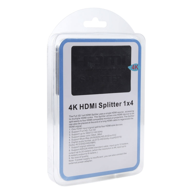 3D 4K HDMI Splitter Box, 1 Input x 4 Output, USB Power Supply(Black) - HoMEdemic™ 