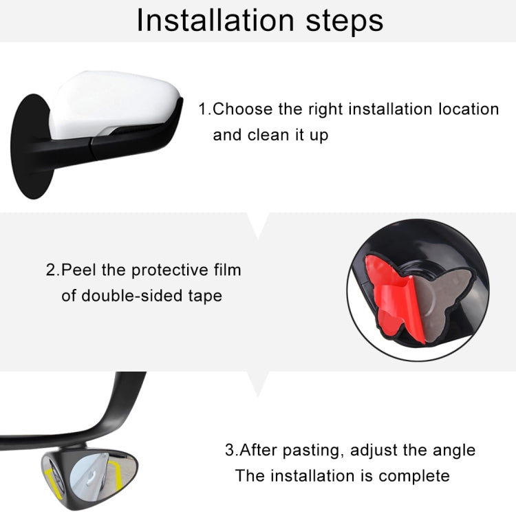 3R-046 360 Degrees Rotatable Right Blind Spot Side Assistant Mirror for Auto Car, Right Black, Right White - HoMEdemic™ 
