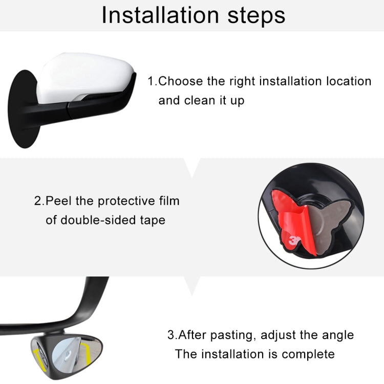 3R-051 360 Degrees Rotatable Left Blind Spot Side Assistant Mirror for Auto Car, Left Black, Left White - HoMEdemic™ 