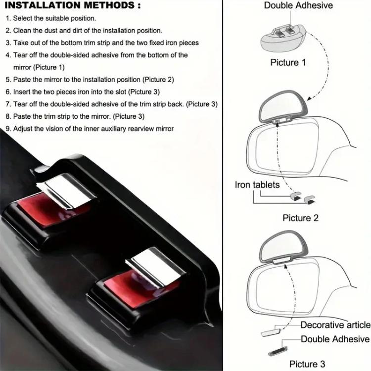 3R-091 Car Blind Spot Left Rear View Wide Angle Adjustable Mirror, 3R-091, 3R-091 (Black) - HoMEdemic™ 