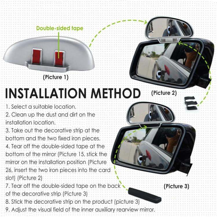 3R-091 Car Blind Spot Left Rear View Wide Angle Adjustable Mirror, 3R-091, 3R-091 (Black) - HoMEdemic™ 