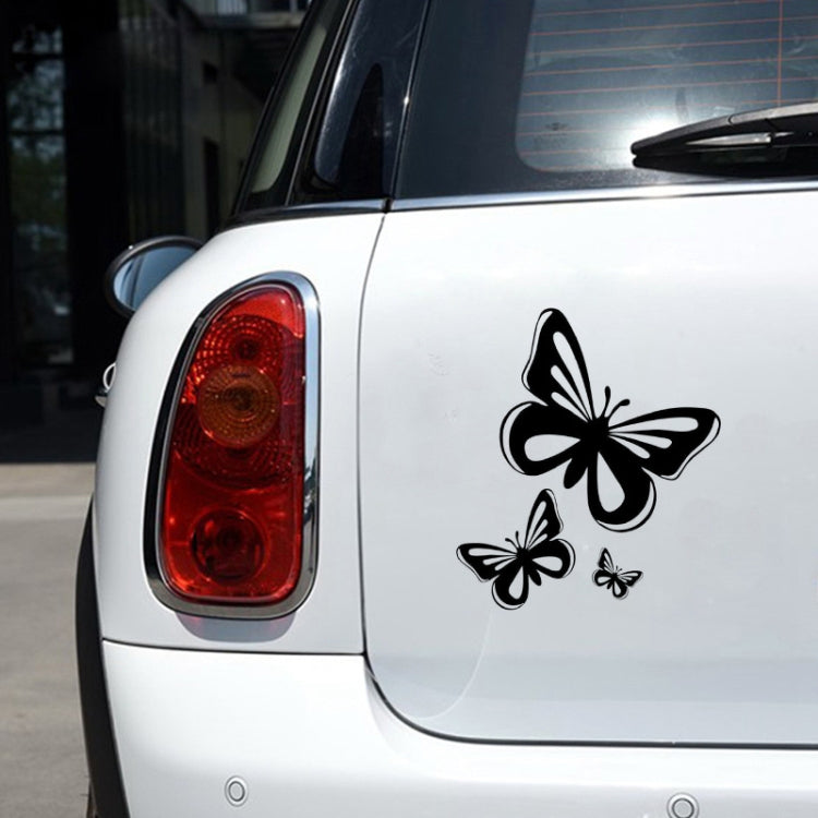 3pcs /Set Butterfly Hollow Car Scratch Decorative Fuel Tank Cap Sticker(Black) - HoMEdemic™ 