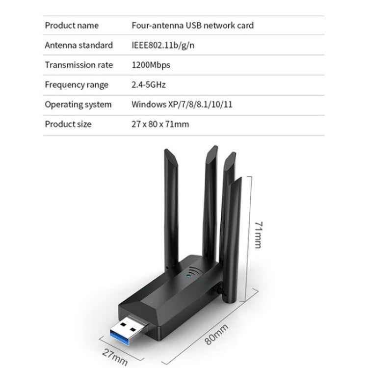 4-Antennas Dual-Band Driver-Free USB3.0 High-Speed Wireless Computer Network Adapter - HoMEdemic™ 