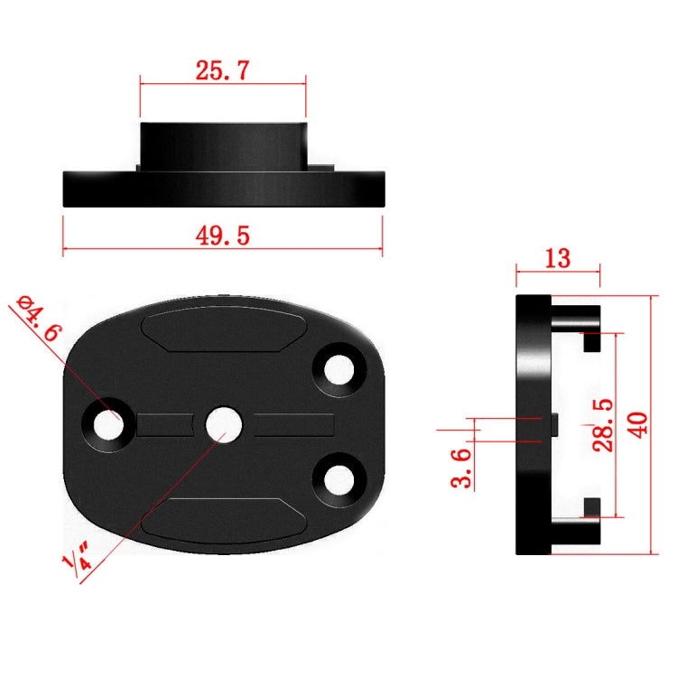 4 Holes Aluminum Quick Release Tripod Mount Base For Sports Camera, Color: Black - HoMEdemic™ 
