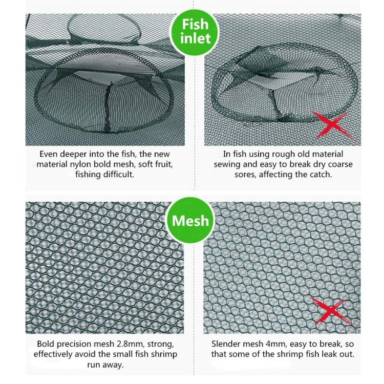4 Holes Automatic Foldable Fishing Net Nylon Shrimp Crab Minnow Trap Fish Cast Net Fishing Tackle, 4 Holes - HoMEdemic™ 