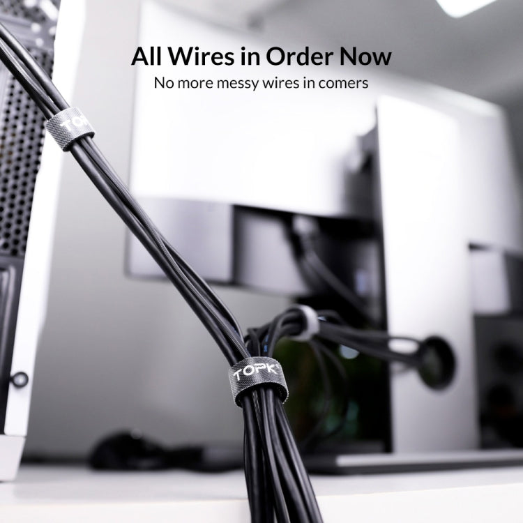 4 PCS TOPK Reusable & Dividable Nylon Tie-wraps Hook and Loop Fastener Cable Ties, Length:1m - HoMEdemic™ 