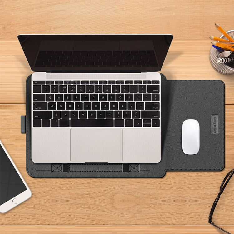 4 in 1 Universal Waterproof PU Leather Laptop Liner Bag with Handle & Stand & Pen Holder + 2 Winders + Mouse Bag + Charger Bag Set for 13  / 14 inch Laptops(Grey) - HoMEdemic™ 