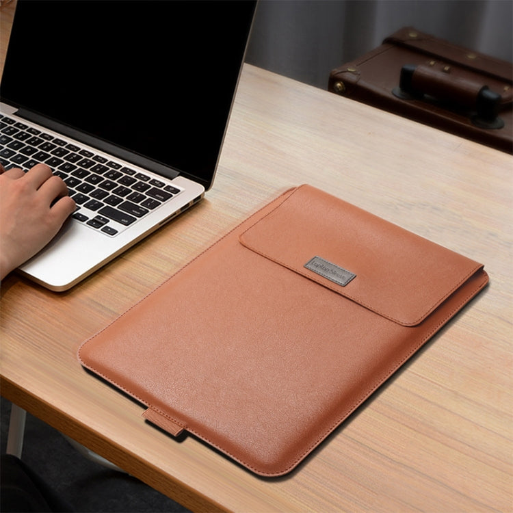 4 in 1 Universal Waterproof PU Leather Laptop Liner Bag with Handle & Stand & Pen Holder + 2 Winders + Mouse Bag + Charger Bag Set for 13  / 14 inch Laptops(Grey) - HoMEdemic™ 