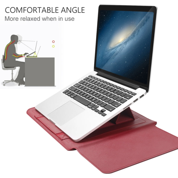 4 in 1 Universal Waterproof PU Leather Laptop Liner Bag with Handle & Stand & Pen Holder + 2 Winders + Mouse Bag + Charger Bag Set for 15 inch Laptops(Grey) - HoMEdemic™ 