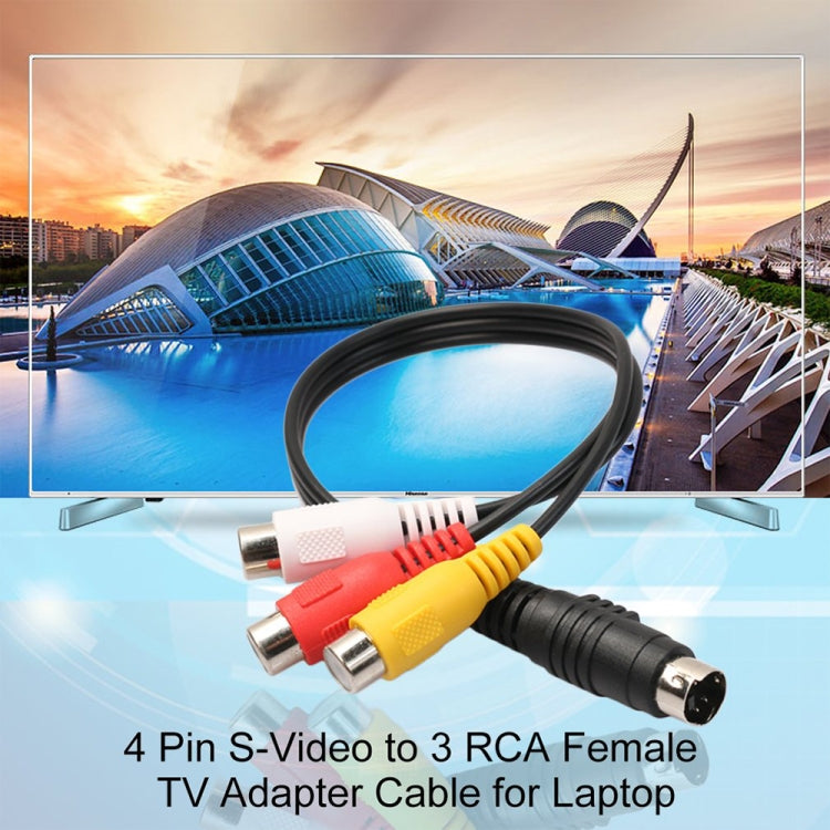 4-pin S-Video TV to RCA Converter AV female Cable Adapter, Length: 20cm, S-Video to AV 3RCA Female - HoMEdemic™ 