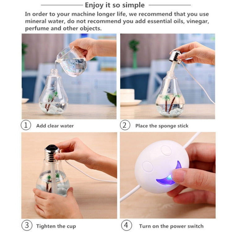 400ML Colorful Light Portable Bulb Shape Aromatherapy Air Purifier Humidifier for Home / Office / Car(Silver) - HoMEdemic™ 