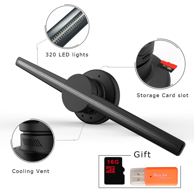 42cm Diameter 3D Holographic Display, WiFi App Control, 640 x 640 Pixels Resolution 320 LEDs Billboard, Support Micro SD Card, 42cm Wifi - HoMEdemic™ 