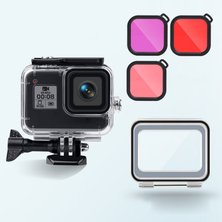 45m Waterproof Case + Touch Back Cover + Purple Red Pink Lens Filter for GoPro HERO8 Black - HoMEdemic™ 