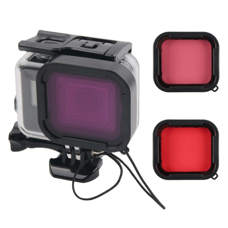 45m Waterproof Housing Protective Case + Touch Screen Back Cover for GoPro NEW HERO /HERO6 /5, with Buckle Basic Mount & Screw & (Purple, Red, Pink) Filters, No Need to Remove Lens (Transparent) - HoMEdemic™ 