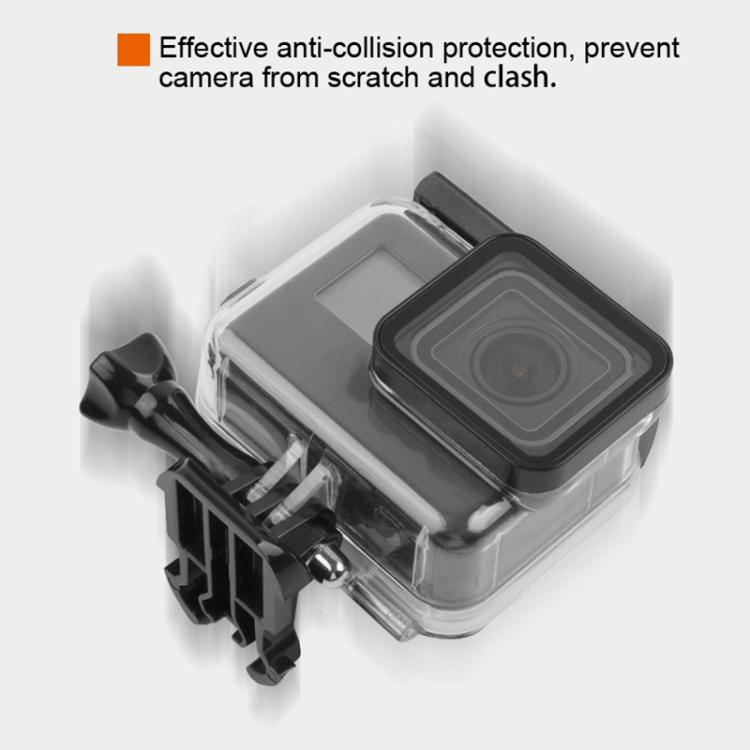 45m Waterproof Housing Protective Case + Touch Screen Back Cover for GoPro NEW HERO /HERO6 /5, with Buckle Basic Mount & Screw & (Purple, Red, Pink) Filters, No Need to Remove Lens (Transparent) - HoMEdemic™ 