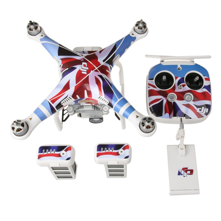 4D Imitation Carbon Fiber PVC Water Resistance Sticker Kit for DJI Phantom 3 Quadcopter & Remote Controller & Battery(UK Flag Pattern) - HoMEdemic™ 