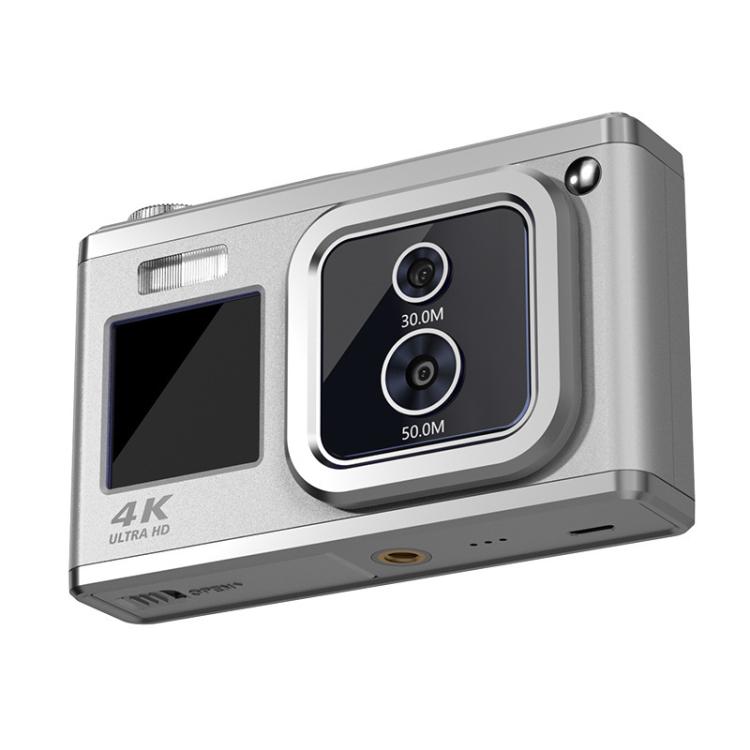 4K HD Optical Dual Lens Digital Camera 50MP Dual Screen Selfie Camera, No Memory(Silver) - HoMEdemic™ 