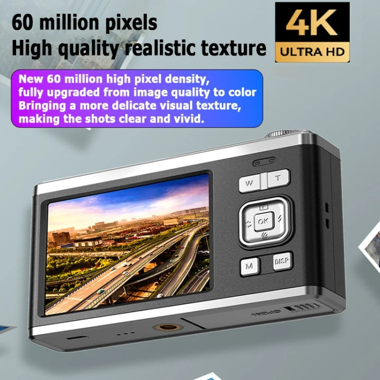 4K HD Optical Zoom Digital Camera 60MP Dual Screen Selfie Camera, No Memory(Black) - HoMEdemic™ 