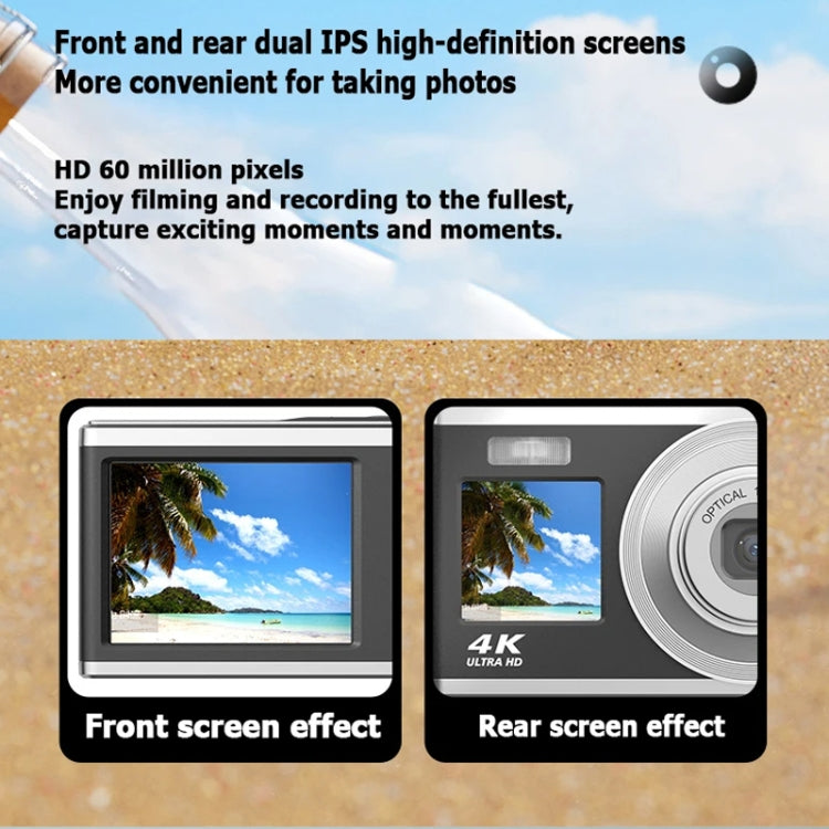 4K HD Optical Zoom Digital Camera 60MP Dual Screen Selfie Camera, No Memory(Black) - HoMEdemic™ 