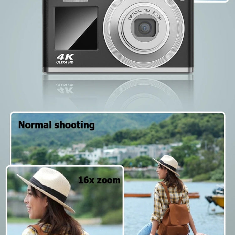 4K HD Optical Zoom Digital Camera 60MP Dual Screen Selfie Camera, No Memory(Black) - HoMEdemic™ 