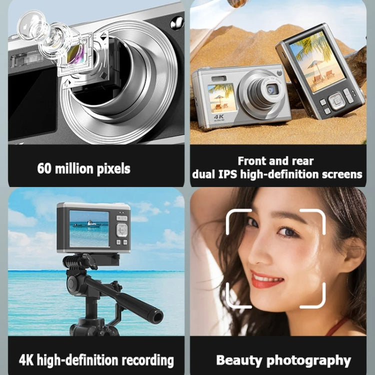 4K HD Optical Zoom Digital Camera 60MP Dual Screen Selfie Camera, No Memory(White) - HoMEdemic™ 