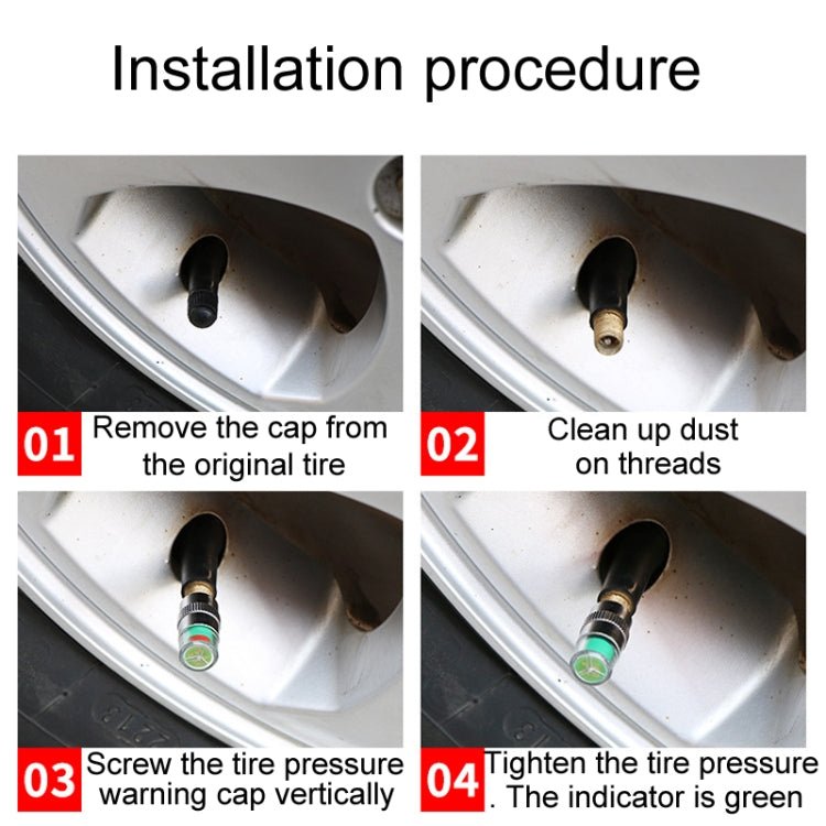 4pcs /Set Vehicle Tire Valve Caps High Precision Tire Pressure Monitoring Warning Cap, Model: Plastic Core - HoMEdemic™ 