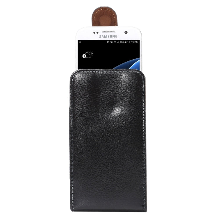 5.2 inch Litchi Texture Vertical Flip Upright Genuine Leather Case / Waist Bag with Rotatable Back Splint for iPhone X  & Galaxy S7 & S6 Edge & S6 & S5, Sony Xperia Z5 & Z4 & Z3, Huawei P9 & P8, etc - HoMEdemic™ 