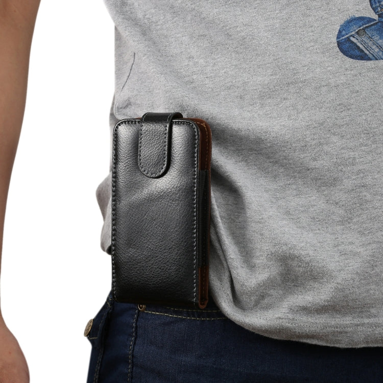 5.2 inch Litchi Texture Vertical Flip Upright Genuine Leather Case / Waist Bag with Rotatable Back Splint for iPhone X  & Galaxy S7 & S6 Edge & S6 & S5, Sony Xperia Z5 & Z4 & Z3, Huawei P9 & P8, etc - HoMEdemic™ 