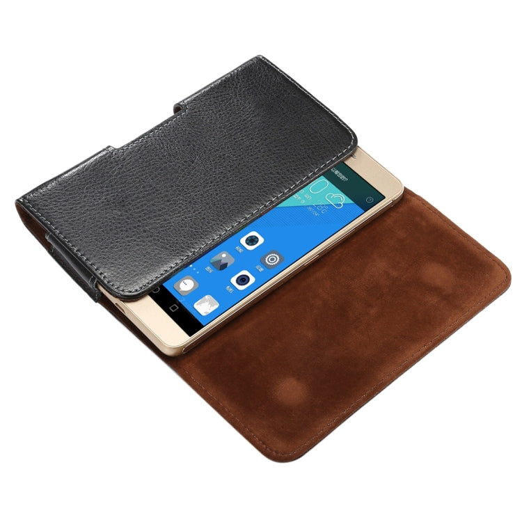 5.5 inch Litchi Texture Vertical Flip Thwartwise Genuine Leather Case / Waist Bag with Rotatable Back Splint for Galaxy S7 Edge & Note 5 & 4 & 3 & 2, Huawei P9 Plus & Honor 7i & Honor 6 Plus, etc - HoMEdemic™ 