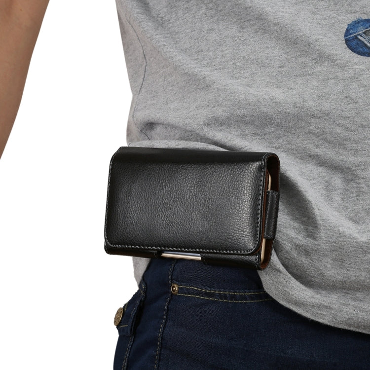 5.5 inch Litchi Texture Vertical Flip Thwartwise Genuine Leather Case / Waist Bag with Rotatable Back Splint for Galaxy S7 Edge & Note 5 & 4 & 3 & 2, Huawei P9 Plus & Honor 7i & Honor 6 Plus, etc - HoMEdemic™ 
