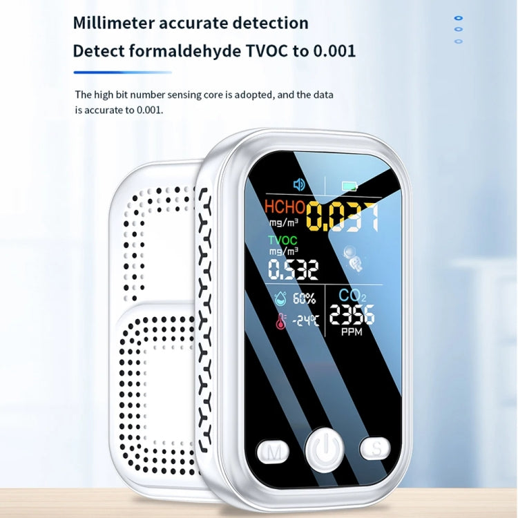 5 In 1  Air Quality Monitor TVOC HCHO CO2 Detector Temperature Humidity Tester(White) - HoMEdemic™ 
