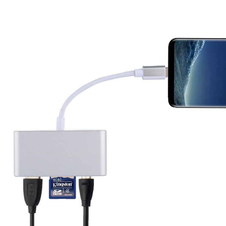 5 in 1 Micro SD + SD + USB 3.0 + USB 2.0 + Micro USB Port to USB-C / Type-C OTG COMBO Adapter Card Reader for Tablet, Smartphone, PC, 5 in 1(Silver), 5 in 1(Gold) - HoMEdemic™ 