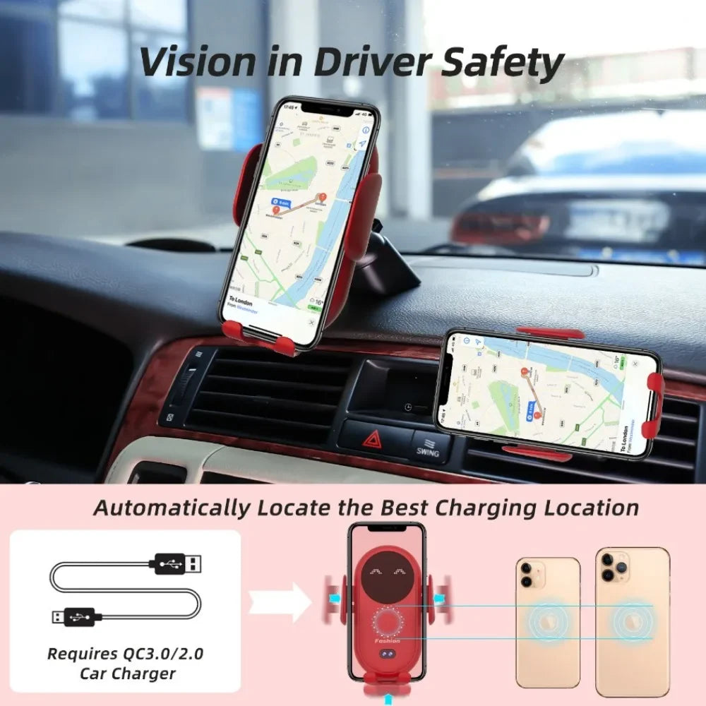 50W Ultra-Fast Wireless Car Charger with Auto-Mount Holder - HoMEdemic™ 
