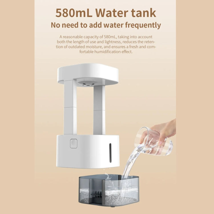 580ml Anti-gravity Humidifier Water Droplet Backflow Atomizer Aromatherapy Machine(White Light) - HoMEdemic™ 