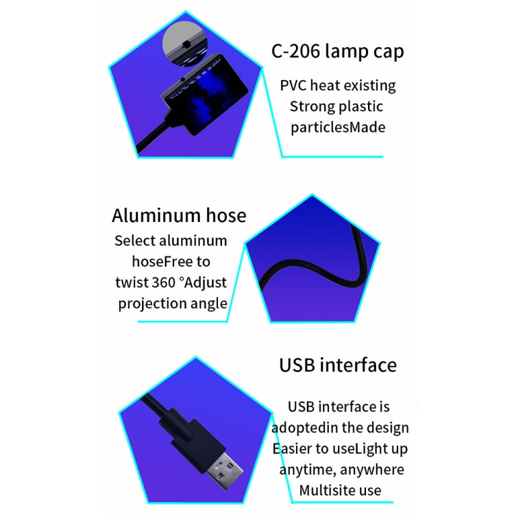 5V 0.1W IPX4 Car Rotating Star Lights Starry Sky Atmosphere Lamp, C-206 (Blue Light), C-206 (Red Light) - HoMEdemic™ 