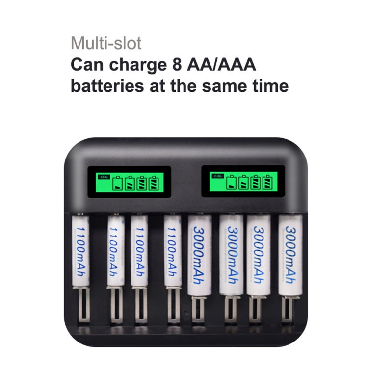 5V 2A USB 8 Slot Battery Charger for AA & AAA & C / D Battery, with LCD Display - HoMEdemic™ 