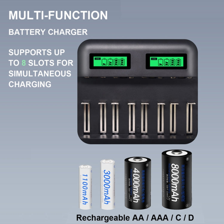 5V 2A USB 8 Slot Battery Charger for AA & AAA & C / D Battery, with LCD Display - HoMEdemic™ 