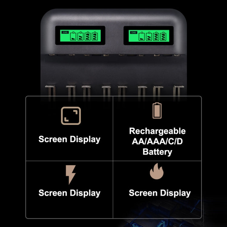 5V 2A USB 8 Slot Battery Charger for AA & AAA & C / D Battery, with LCD Display - HoMEdemic™ 