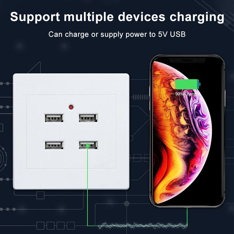 5V 3.1A 4 Ports USB Wall Charger Adapter Dock Station Socket Power Panel, 36V input, 4 Ports USB 2.0 - HoMEdemic™ 